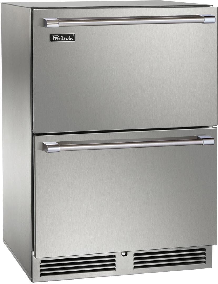 Perlick 24-Inch Signature Series Outdoor Built-In Drawer Counter Depth Compact Freezer with 5 cu. ft. Capacity in Stainless Steel HP24FM-4-5 Refrigerators HP24FM-4-5 Luxury Appliances Direct