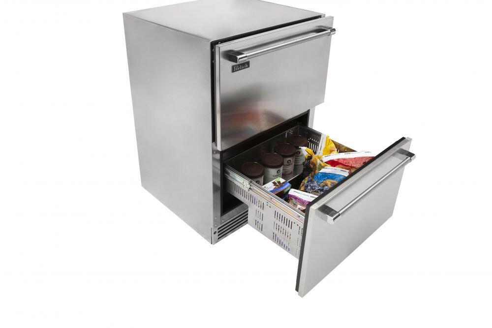 Perlick 24-Inch Signature Series Outdoor Built-In Drawer Counter Depth Compact Freezer with 5 cu. ft. Capacity in Stainless Steel HP24FM-4-5 Refrigerators HP24FM-4-5 Luxury Appliances Direct