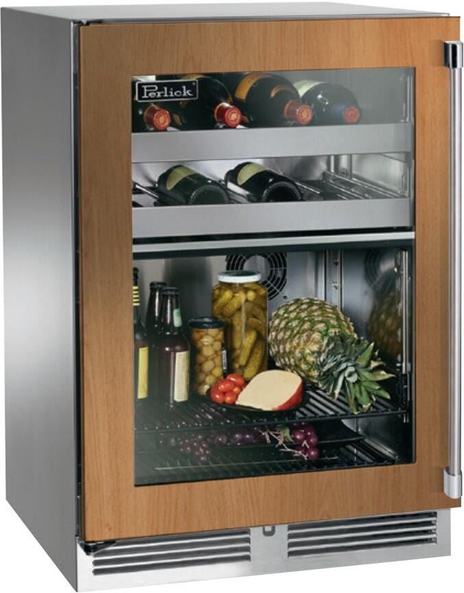 Perlick 24" Signature Series Outdoor Built-In Glass Door Beverage Center with 5 cu. ft. Capacity  Dual Zone in Panel Ready HP24CM-4-4 Beverage Centers HP24CM-4-4L Luxury Appliances Direct