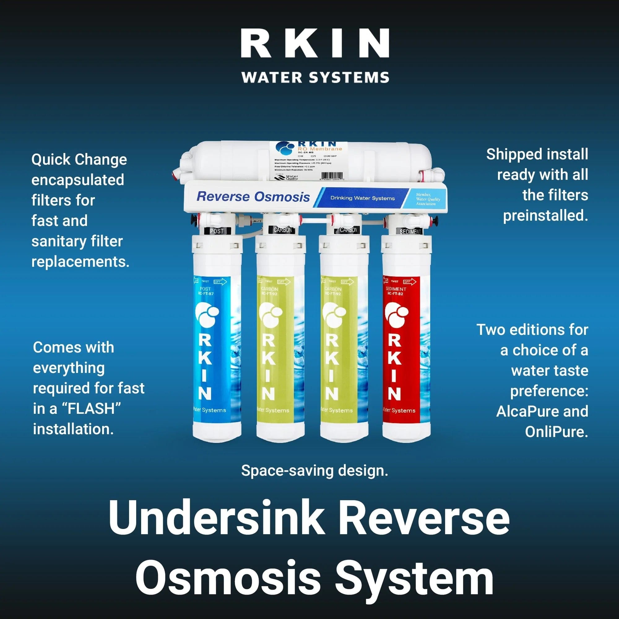 RKIN Flash Undersink Reverse Osmosis System with Chrome Lead-Free Faucet Water Systems Luxury Appliances Direct