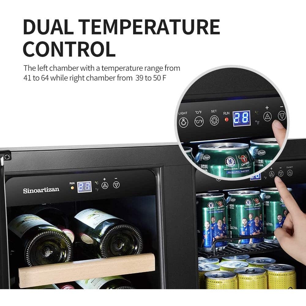 Sinoartizan 24" Dual Zone Stainless Steel Wine and Beverage Coolers ST-36B Wine/Beverage Coolers Combo ST-36B Luxury Appliances Direct