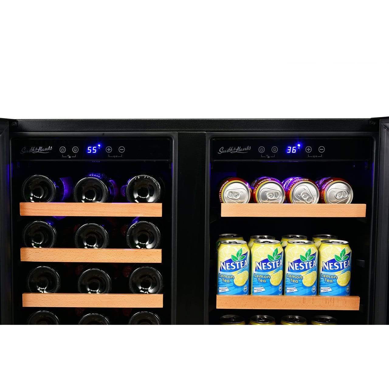 Smith & Hanks Smoked Black Glass Wine and Beverage Fridge BEV176D Wine/Beverage Coolers Combo BEV176D Luxury Appliances Direct