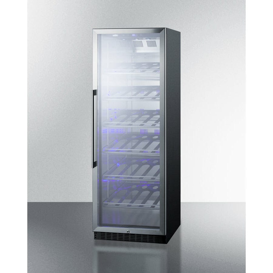 Summit 24" Wide Single Zone Commercial Wine Cellar with 35 Bottle Capacity, Right Hinge, Glass Door, With Lock, 6 Fixed Wine Racks, Digital Control, LED Light, Compressor Cooling, ETL Approved, Digital Thermostat, Factory Installed Lock - SCR1401 Wine Cellar Units Luxury Appliances Direct