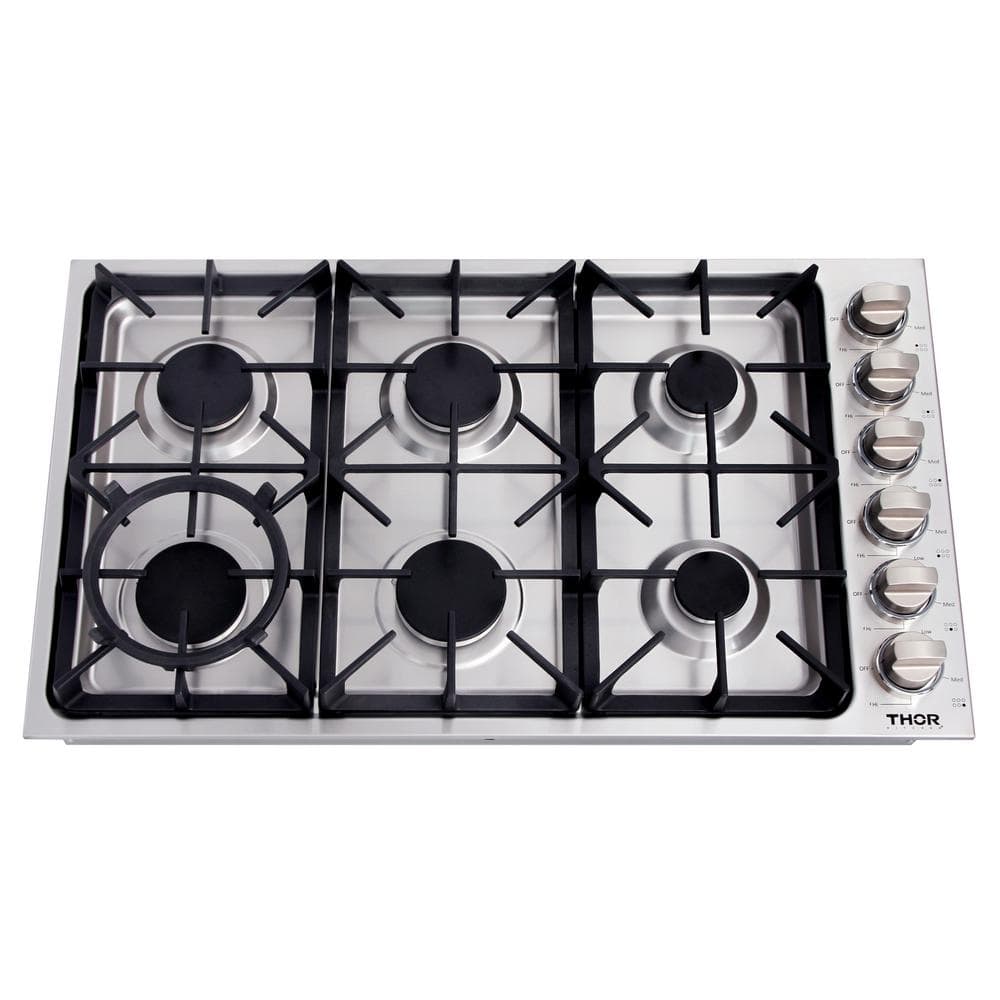 Thor 36 Inch Drop-in Cooktop in Stainless Steel TGC3601 Cooktops TGC3601 Luxury Appliances Direct