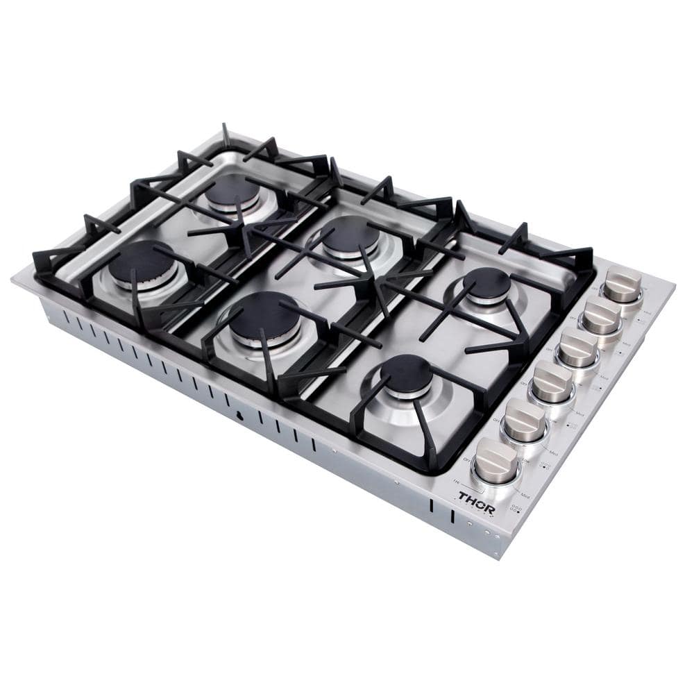 Thor 36 Inch Drop-in Cooktop in Stainless Steel TGC3601 Cooktops TGC3601 Luxury Appliances Direct
