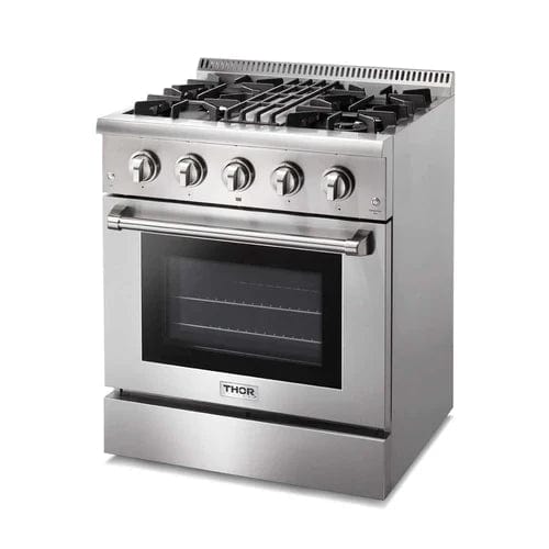 Thor Kitchen 2-Piece Pro Appliance Package - 30" Dual Fuel Range & Premium Under Cabinet Hood in Stainless Steel Ranges Luxury Appliances Direct