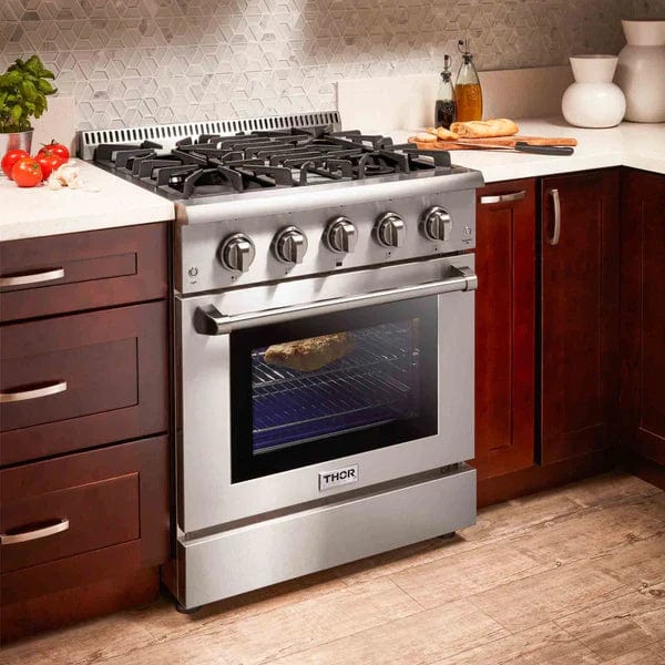 Thor Kitchen 2-Piece Pro Appliance Package - 30" Gas Range & Premium Under Cabinet Hood in Stainless Steel Appliance Packages Luxury Appliances Direct