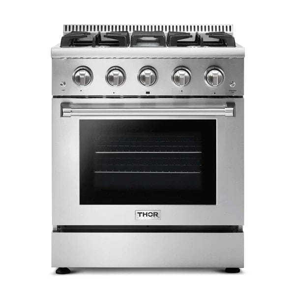 Thor Kitchen 2-Piece Pro Appliance Package - 30" Gas Range & Premium Under Cabinet Hood in Stainless Steel Ranges Luxury Appliances Direct