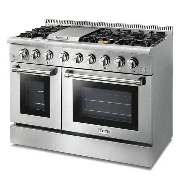 Thor Kitchen 2-Piece Pro Appliance Package - 48" Dual Fuel Range & Premium Hood in Stainless Steel Ranges Luxury Appliances Direct