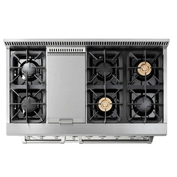 Thor Kitchen 2-Piece Pro Appliance Package - 48" Dual Fuel Range & Pro Wall Mount Hood in Stainless Steel Appliance Packages Luxury Appliances Direct