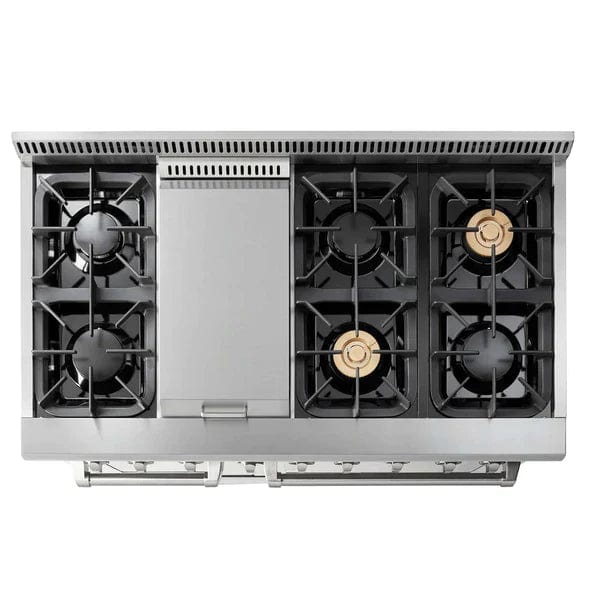 Thor Kitchen 2-Piece Pro Appliance Package - 48" Dual Fuel Range & Pro Wall Mount Hood in Stainless Steel I Luxury Appliances Direct