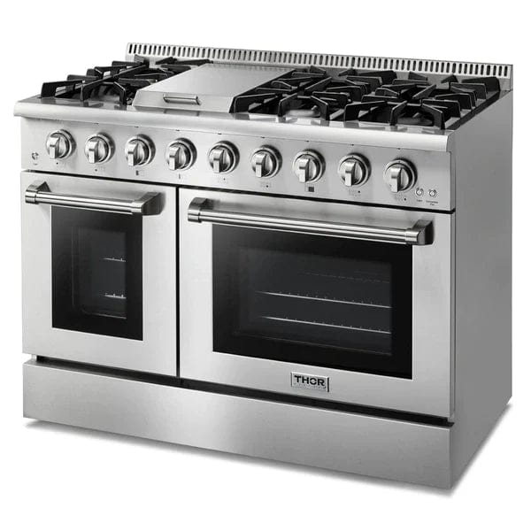Thor Kitchen 2-Piece Pro Appliance Package - 48" Gas Range & Premium Hood in Stainless Steel Appliance Packages Luxury Appliances Direct