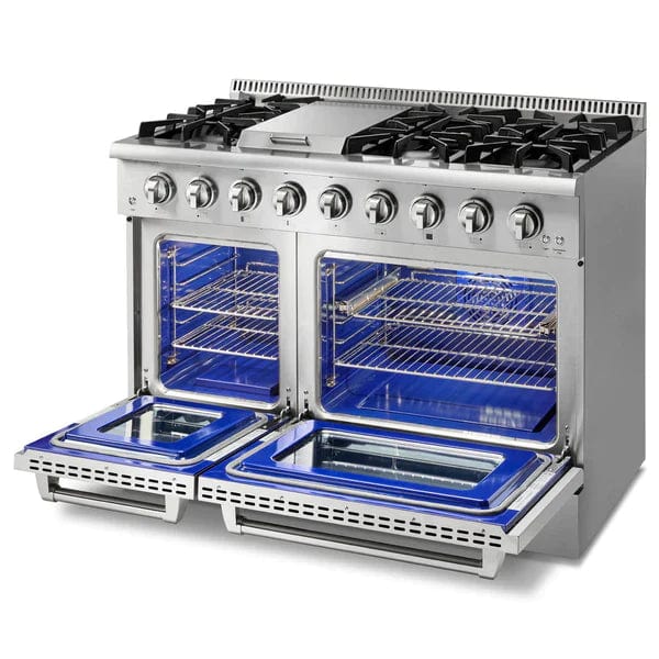 Thor Kitchen 2-Piece Pro Appliance Package - 48" Gas Range & Premium Hood in Stainless Steel Ranges Luxury Appliances Direct