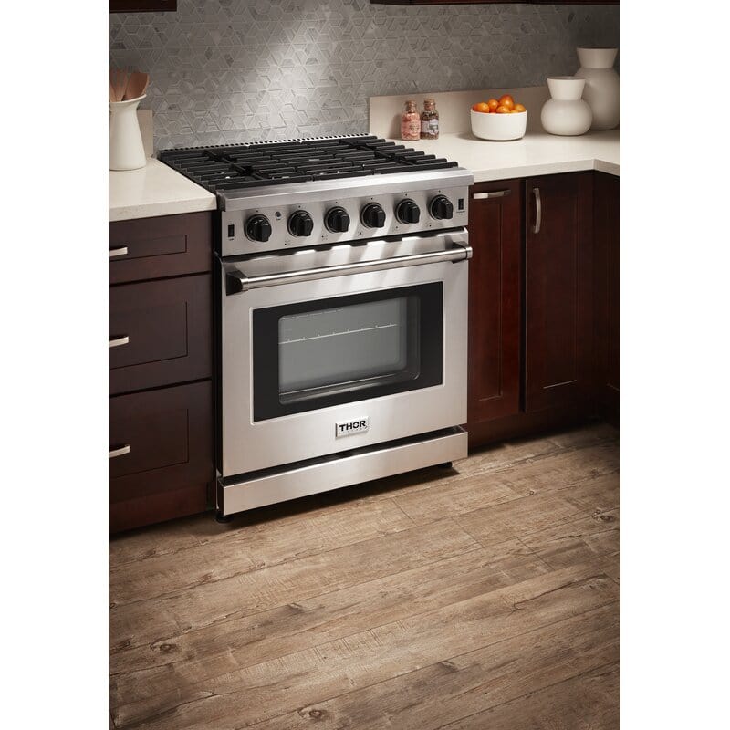 Thor Kitchen 30 in. 4.55 cu. ft. Professional Natural Gas Range in Stainless Steel LRG3001U Ranges LRG3001U Luxury Appliances Direct
