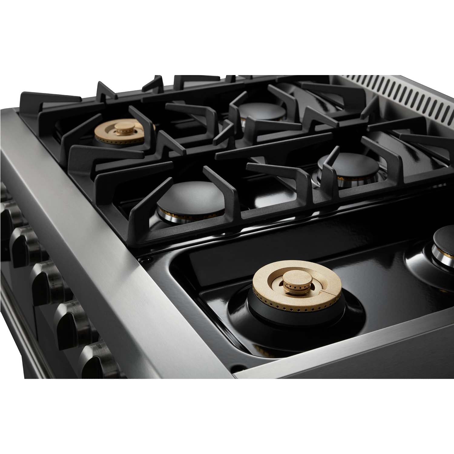 Thor Kitchen 36 in. 5.2 cu. ft. Professional Propane Gas Range in Stainless Steel HRG3618ULP I Luxury Appliances Direct