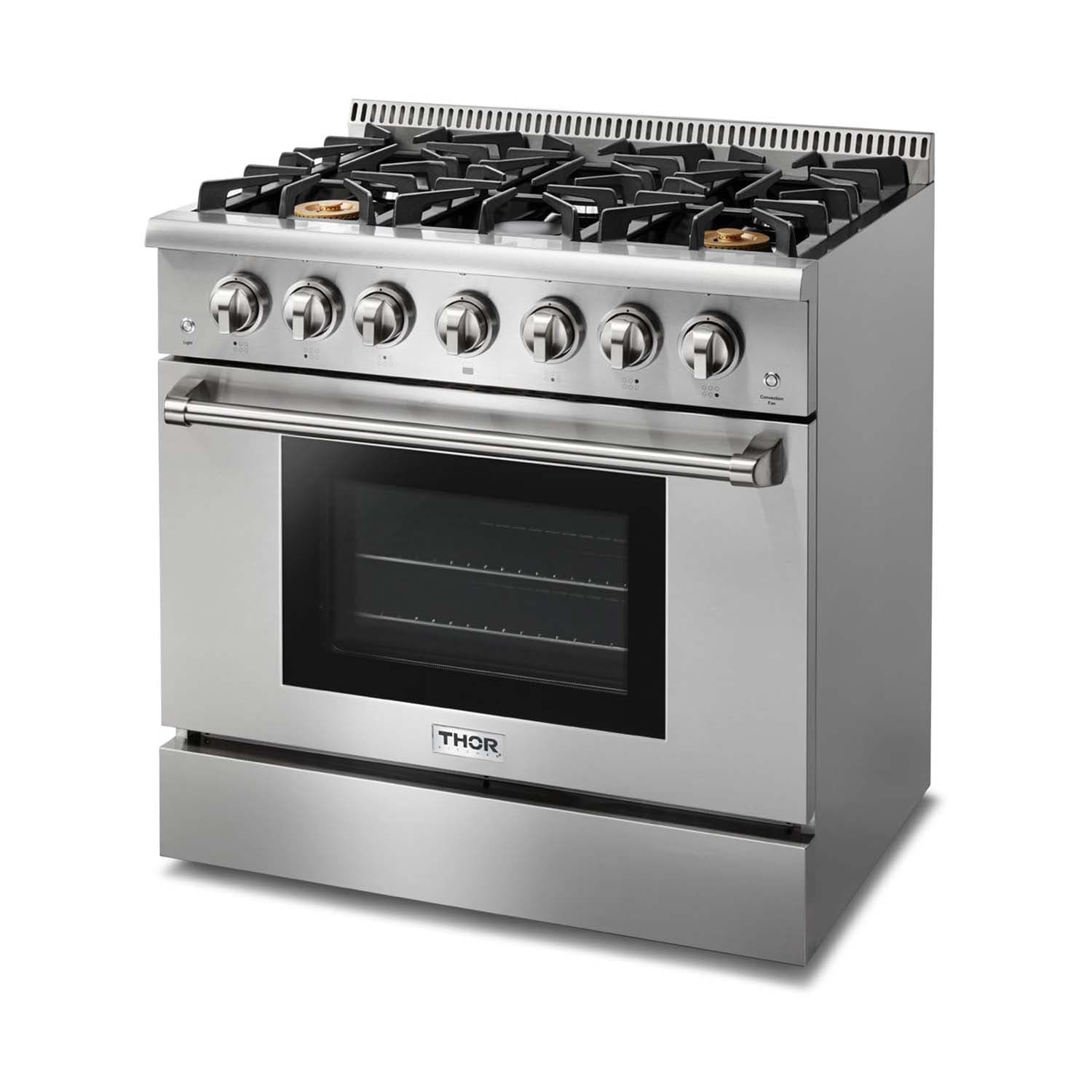 Thor Kitchen 36 in. Professional Natural Gas Range in Stainless Steel HRG3618U I Luxury Appliances Direct