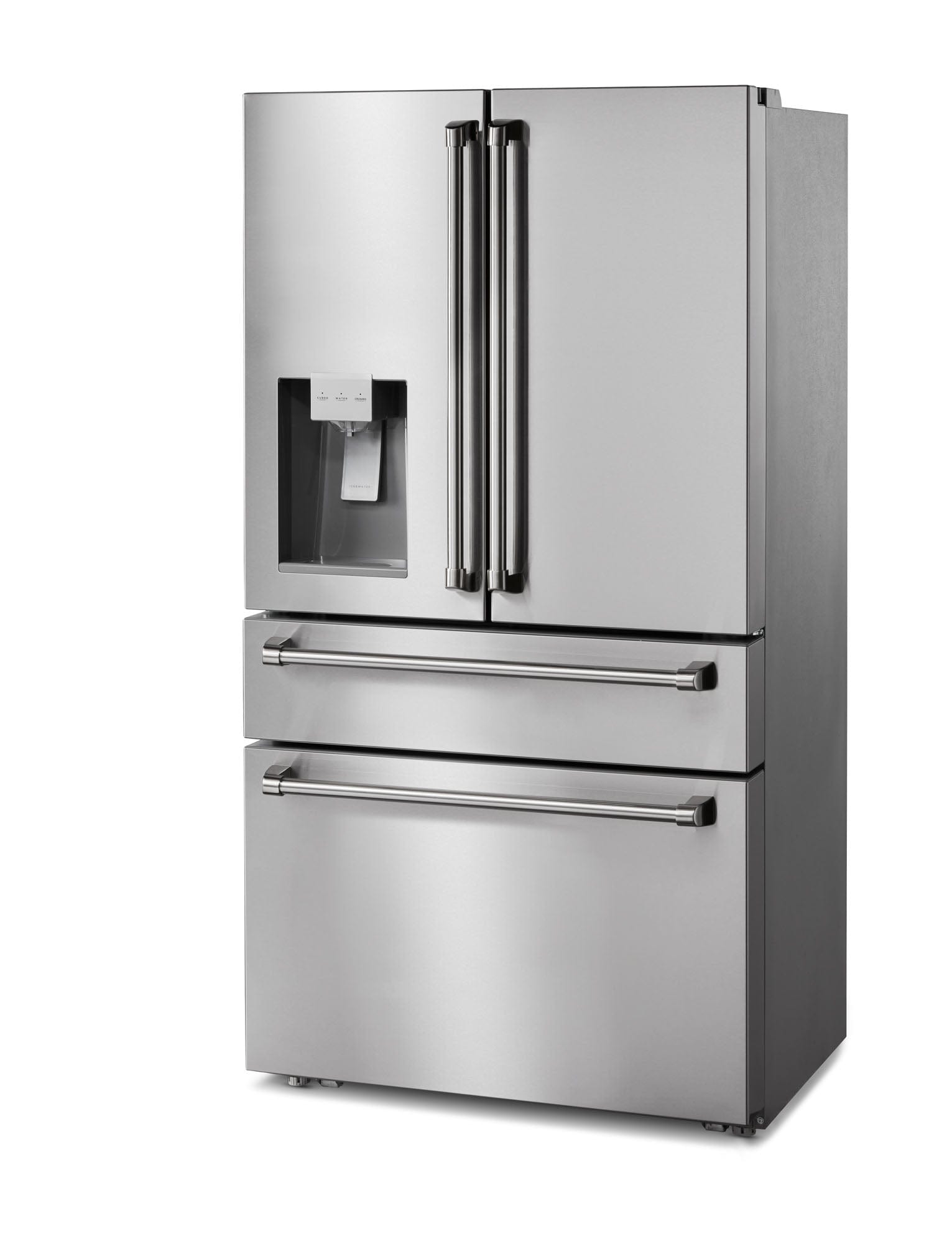 Thor Kitchen 36 Inch. Counter Depth Refrigerator in Stainless Steel with Water Dispenser Ice Maker, TRF3601FD I Luxury Appliances Direct