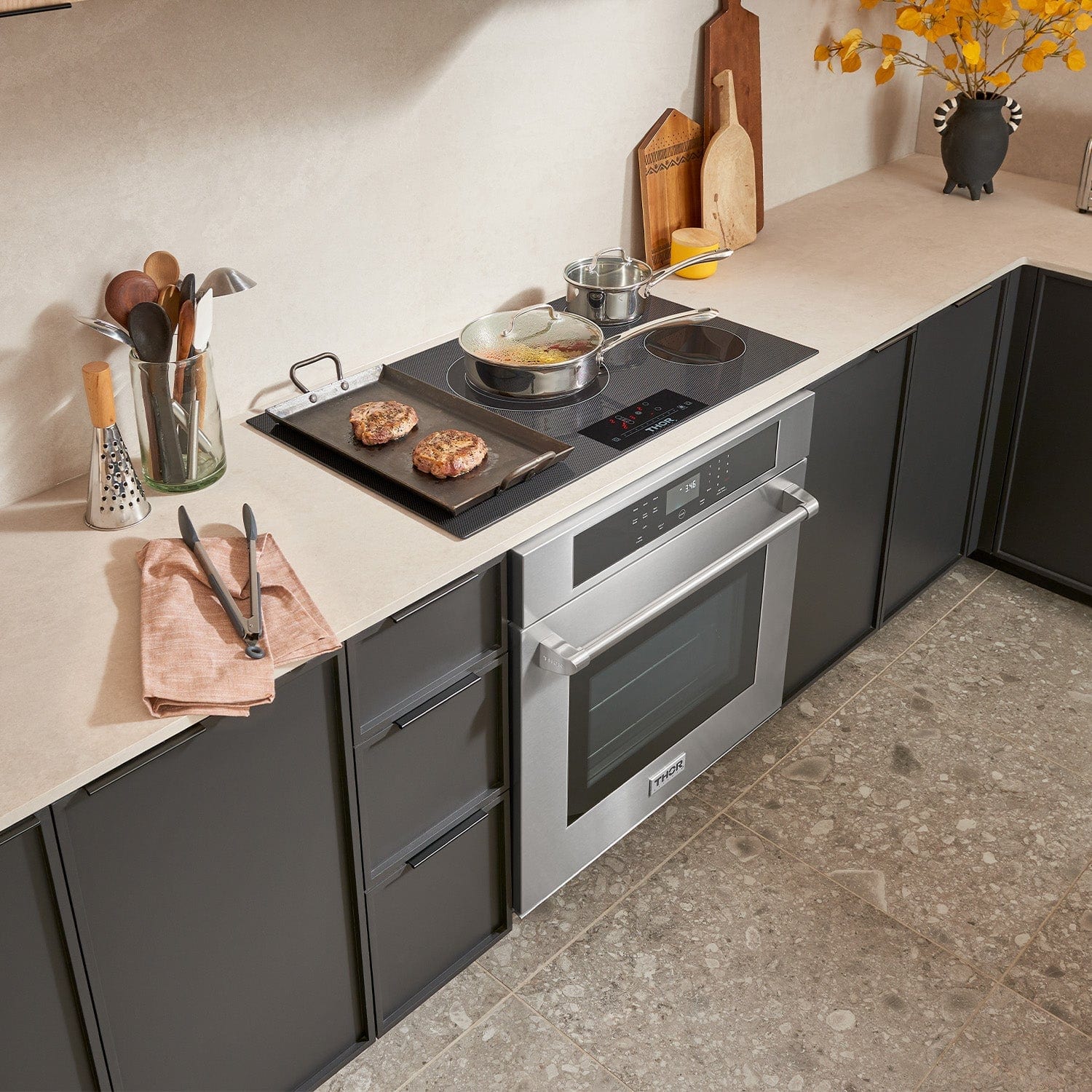 36 Cooktop Thor Kitchen 36 Inch Professional Electric Cooktop in Black TEC36