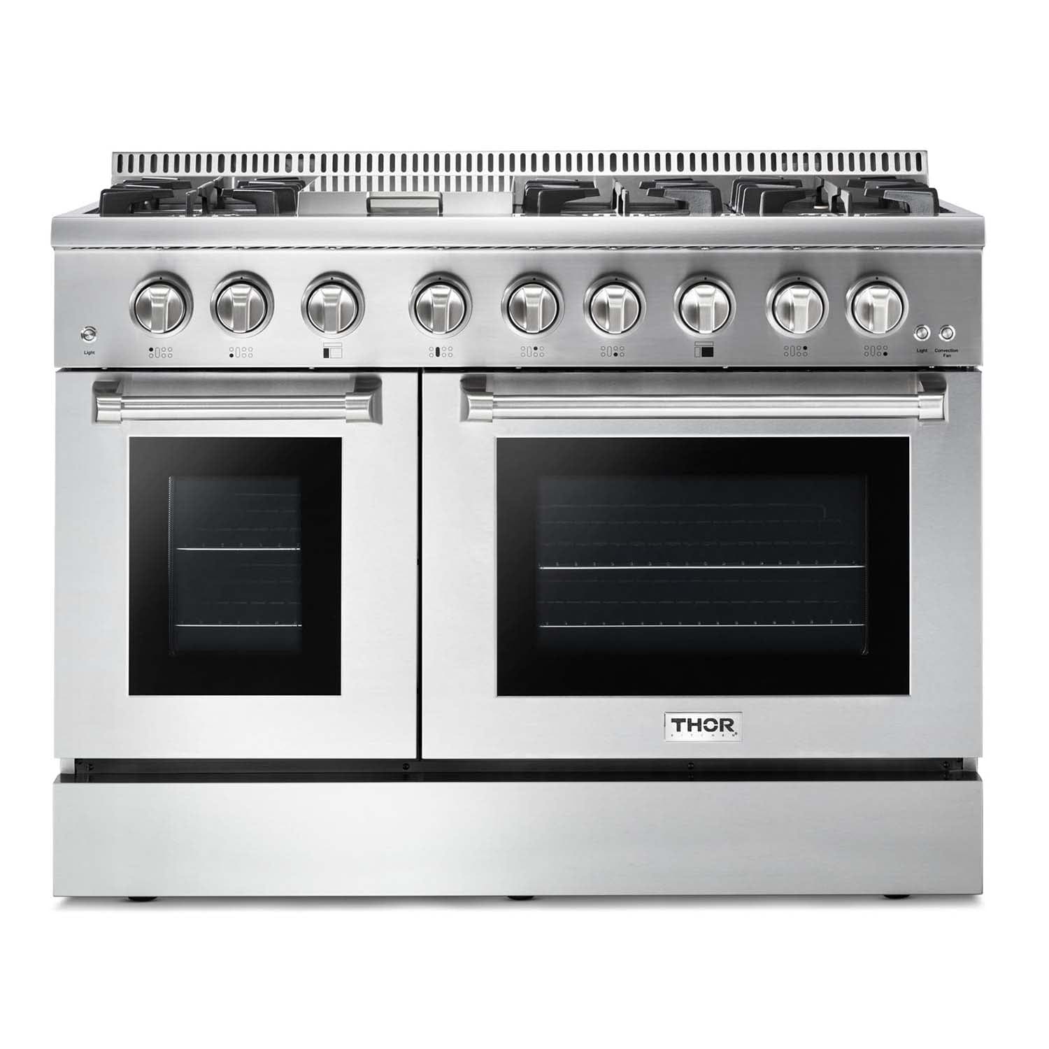 Thor Kitchen 48 in. Natural Gas Burner/Electric Oven 6.7 cu. ft. Range in Stainless Steel HRD4803U Ranges HRD4803U Luxury Appliances Direct