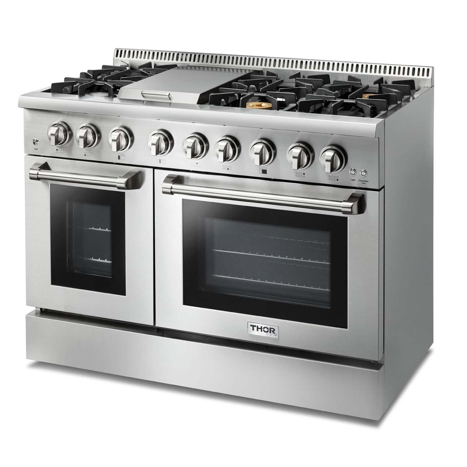 Thor Kitchen 48 in. Natural Gas Burner/Electric Oven 6.7 cu. ft. Range in Stainless Steel HRD4803U Ranges HRD4803U Luxury Appliances Direct