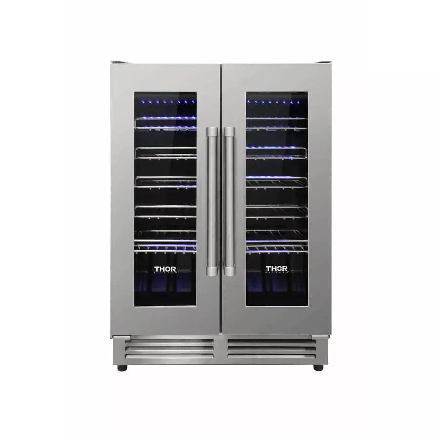 Thor Kitchen 5-Piece Appliance Package - 48-Inch Gas Range, Refrigerator with Water Dispenser, Dishwasher, & Wine Cooler in Stainless Steel Ranges Luxury Appliances Direct