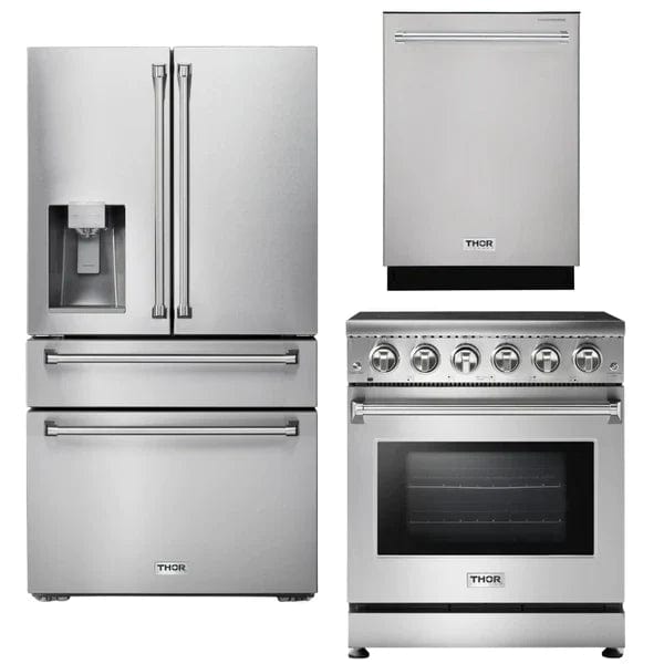 Thor Kitchen Appliance Package - 30 In. Electric Range, Refrigerator with Water and Ice Maker, Dishwasher Ranges AP-HRE3001-9 Luxury Appliances Direct