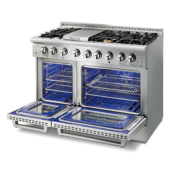Thor Kitchen Appliance Package - 48 inch Propane Gas Burner/Electric Oven Range, Range Hood Ranges AP-HRD4803ULP Luxury Appliances Direct