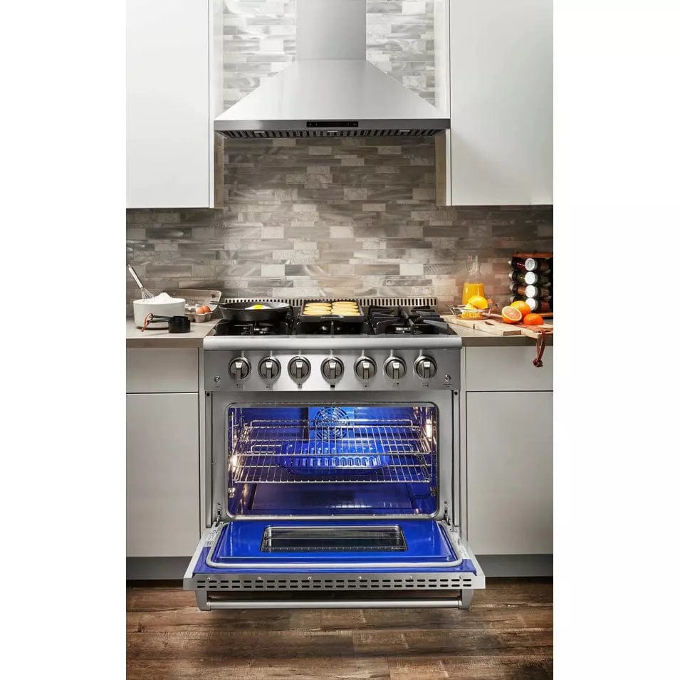 Thor Kitchen Package - 36 In. Propane Gas Range, Refrigerator with Water and Ice Dispenser, Dishwasher Ranges AP-HRG3618ULP-9 Luxury Appliances Direct