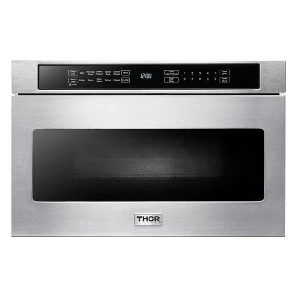 Thor Kitchen Package - 48 in. Gas Range, Range Hood, Microwave Drawer - Stainless Steel Knobs Appliance Packages AP-HRG4808U-5 Luxury Appliances Direct