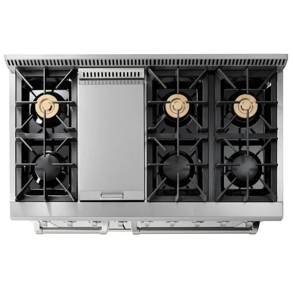 Thor Kitchen Package - 48 in. Propane Gas Range, Range Hood, Refrigerator with Water and Ice Dispenser, Dishwasher Ranges AP-HRG4808ULP-10 Luxury Appliances Direct