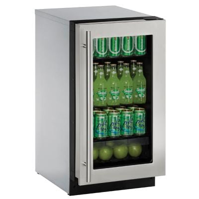 U-Line 2218RGL 18" Glass Refrigerator Reversible Hinge Refrigerators U-2218RGLS-00B Luxury Appliances Direct