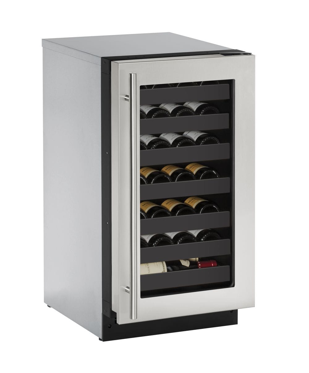 U-Line 2218WC 18" Wine Refrigerator Reversible Hinge Integrated/Stainless Frame Wine Coolers U-2218WCS-00B Luxury Appliances Direct
