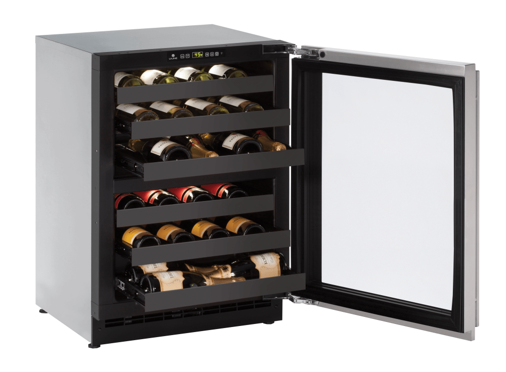 U-Line 2224ZWC 24" Dual-Zone Wine Refrigerator Reversible Hinge Wine Coolers Luxury Appliances Direct