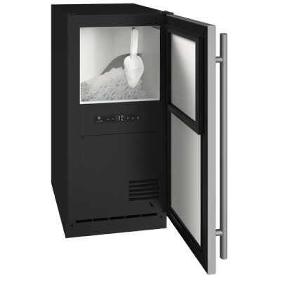 U-Line ANB115 / ANP115 15" Reversible Hinge Nugget Ice Machine Freestanding/Built-In Ice Makers UANP115-SS01A Luxury Appliances Direct