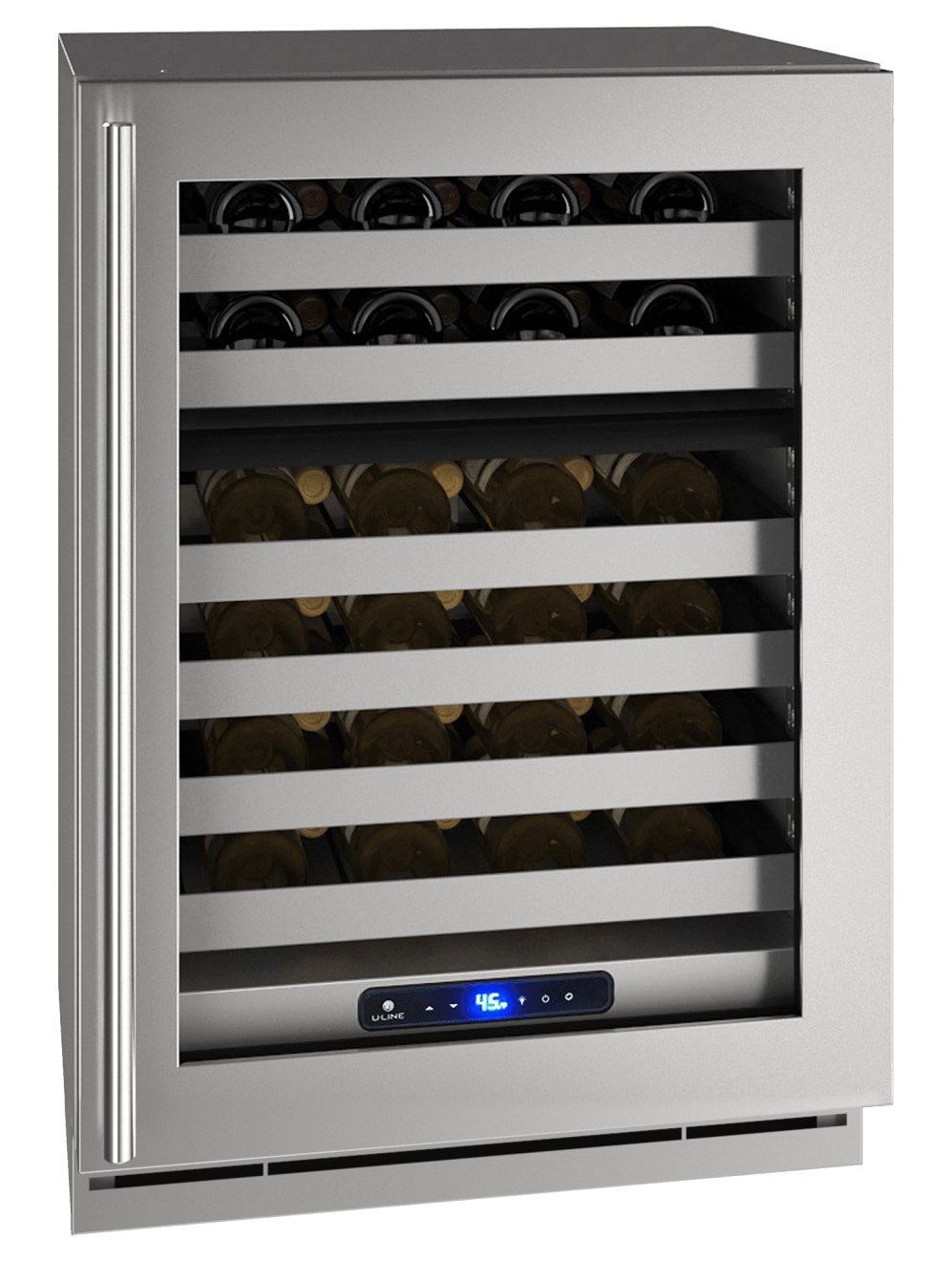 U-Line HWD524 24" Dual-Zone Wine Refrigerator Reversible Hinge Wine Coolers UHWD524-SG01A Luxury Appliances Direct