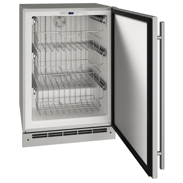 U-Line OFZ124 24" Outdoor Convertible Freezer Reversible Hinge Stainless Solid Refrigerators UOFZ124-SS01B Luxury Appliances Direct