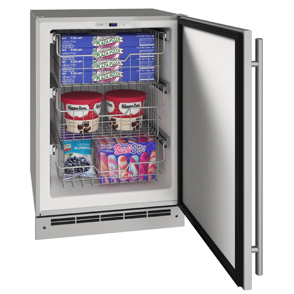 U-Line OFZ124 24" Outdoor Convertible Freezer Reversible Hinge Stainless Solid Refrigerators UOFZ124-SS01B Luxury Appliances Direct