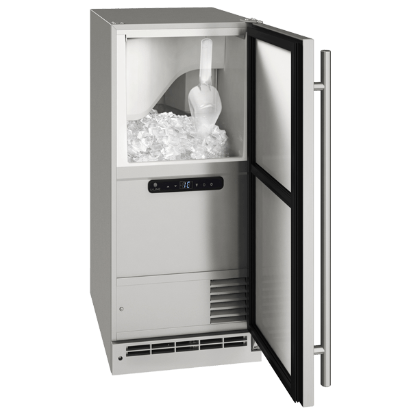 U-Line Outdoor OCL115 / OCP115 15" Clear Ice Machine Reversible Hinge Stainless Solid Freestanding/Built-In Ice Makers UOCP115-SS01B Luxury Appliances Direct