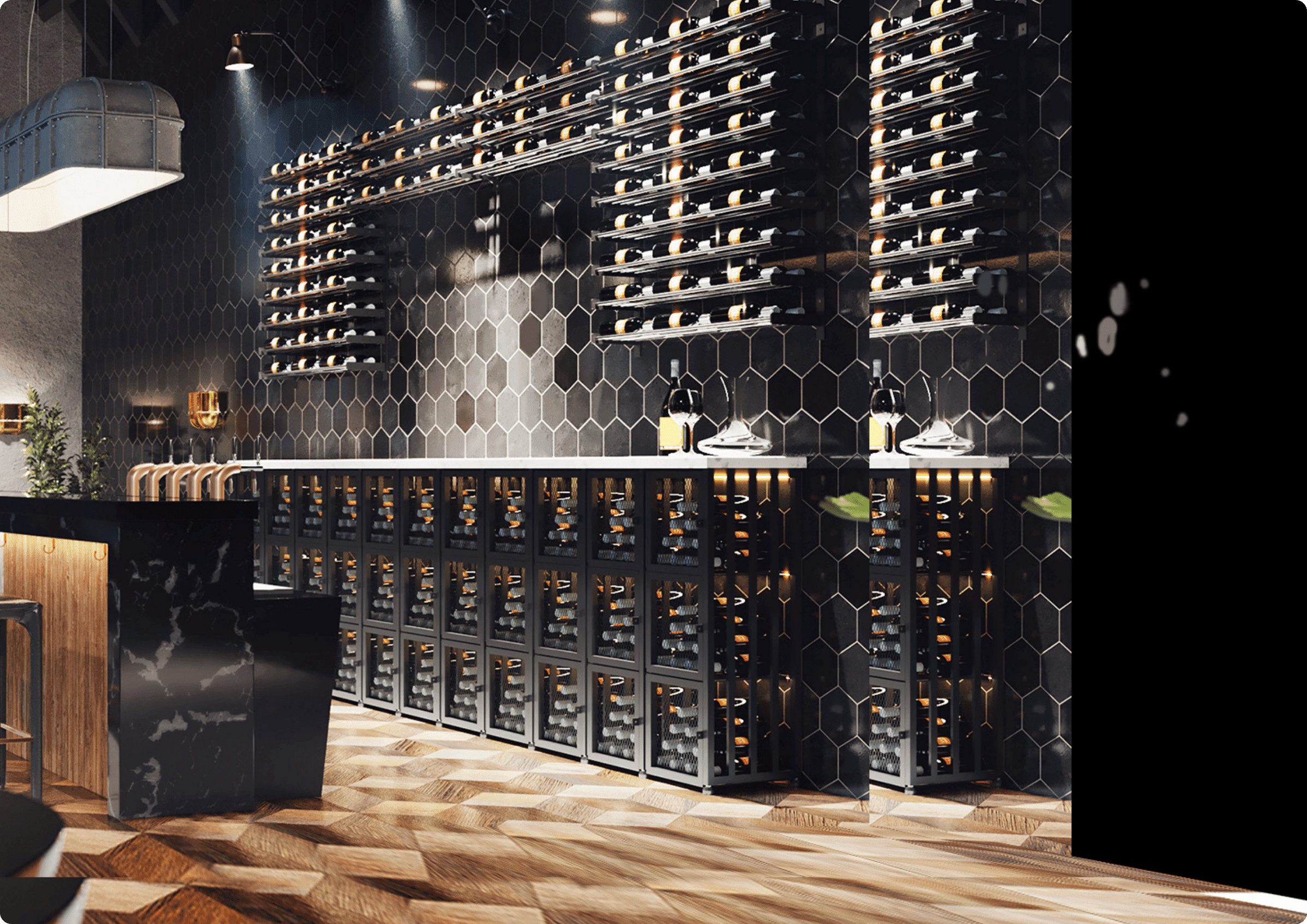 VintageView Evolution Wine Wall Post 10′ 3C Forward Wine Rack Kit 162 Bottles WW-FCP-KIT-12-K I Luxury Appliances Direct