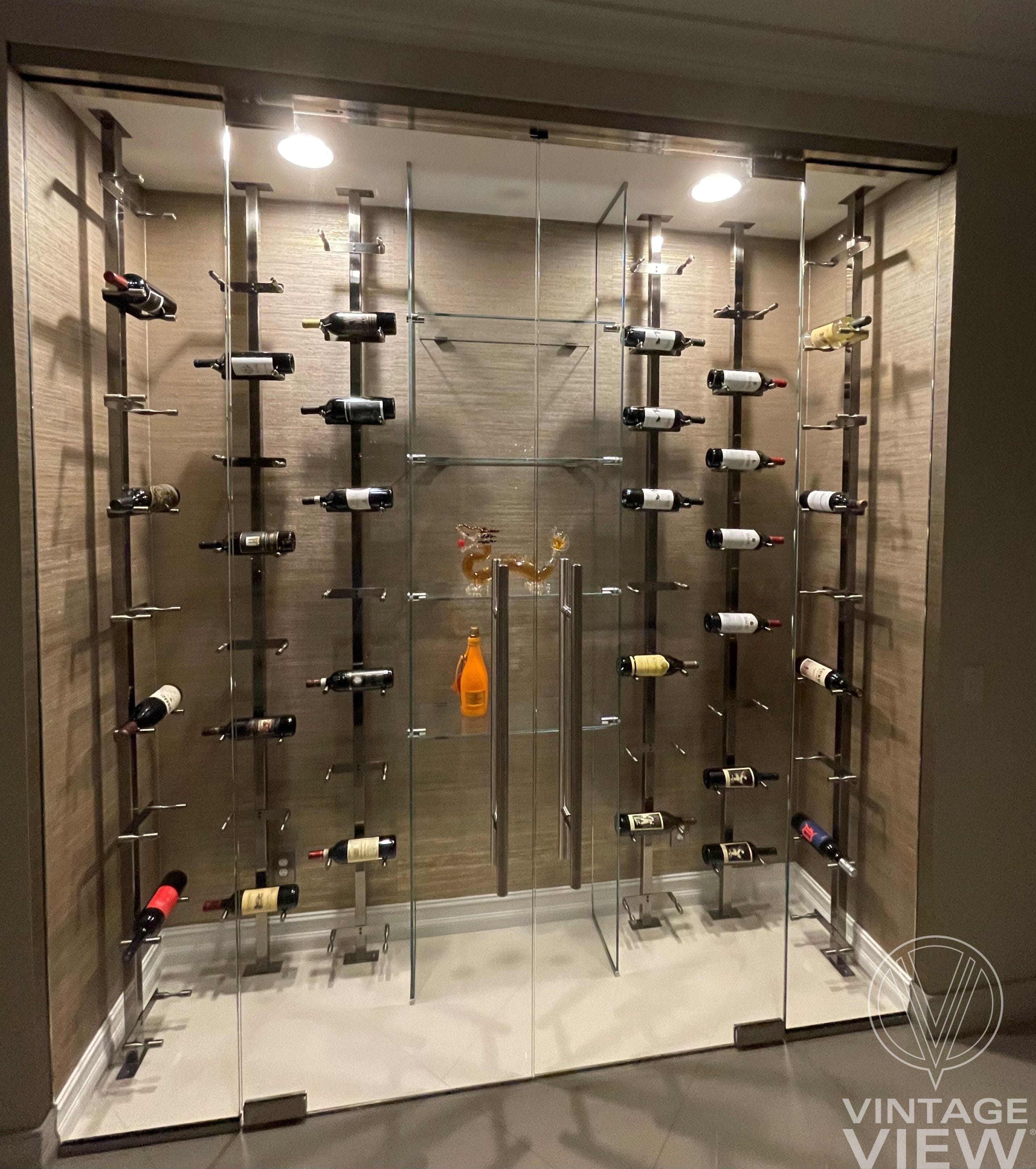 VintageView Vino Series Pins 40 bottles Floating Wine Rack Frame Kit,Single Sided Floor-to-Ceiling VP-FCP-KIT-2 I Luxury Appliances Direct