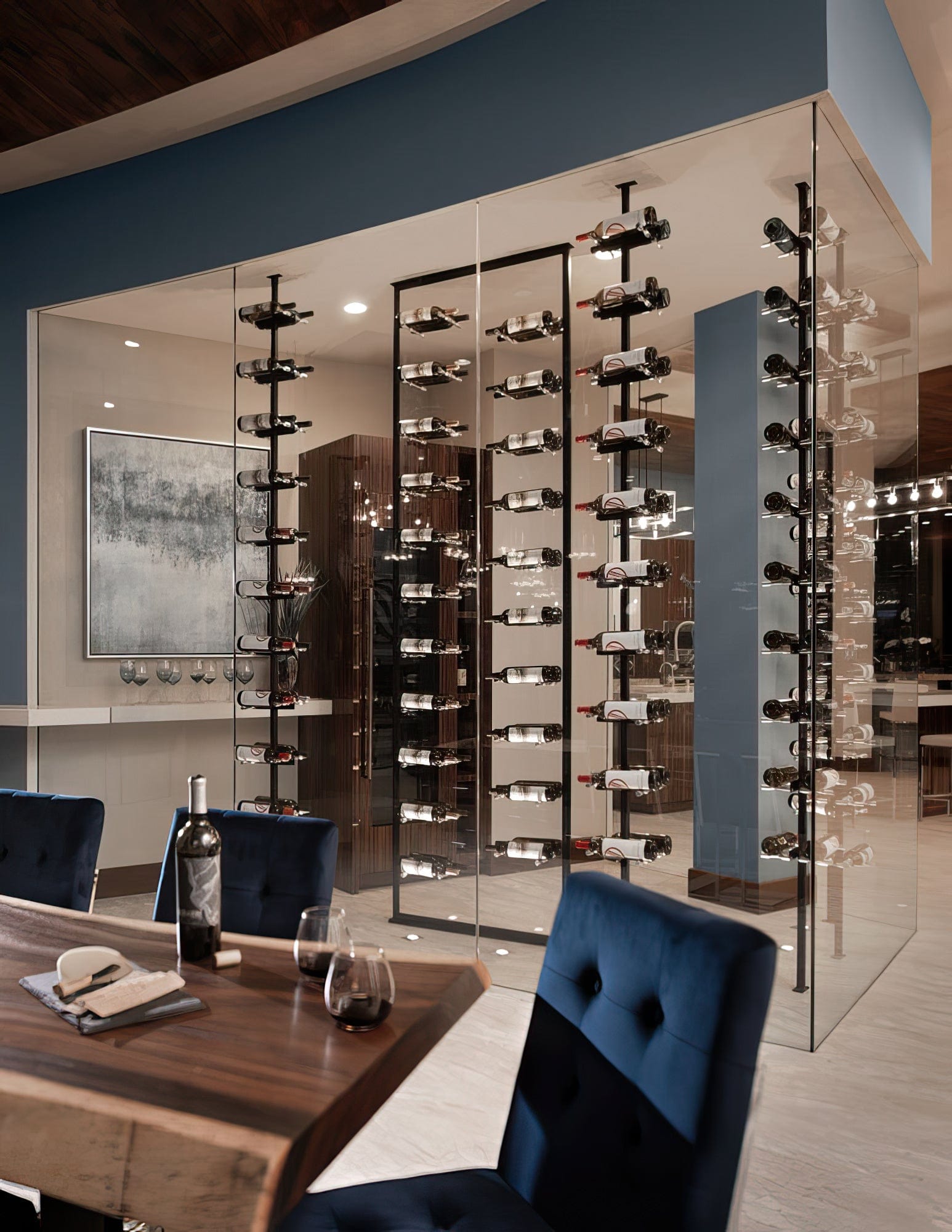 VintageView Vino Series Pins 40 bottles Floating Wine Rack Frame Kit,Single Sided Floor-to-Ceiling VP-FCP-KIT-2 I Luxury Appliances Direct