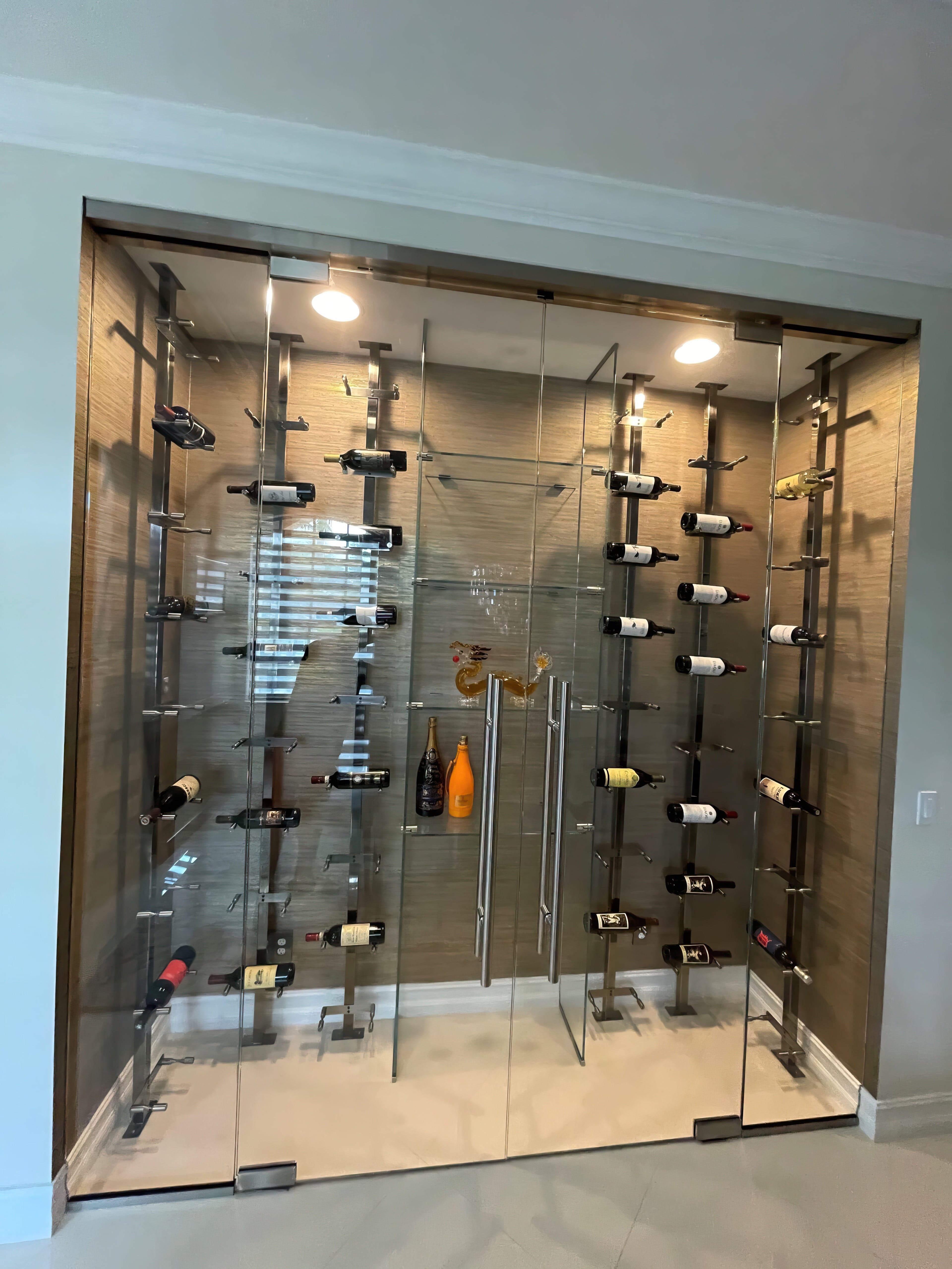 VintageView Vino Series Pins 40 bottles Floating Wine Rack Frame Kit,Single Sided Floor-to-Ceiling VP-FCP-KIT-2 I Luxury Appliances Direct