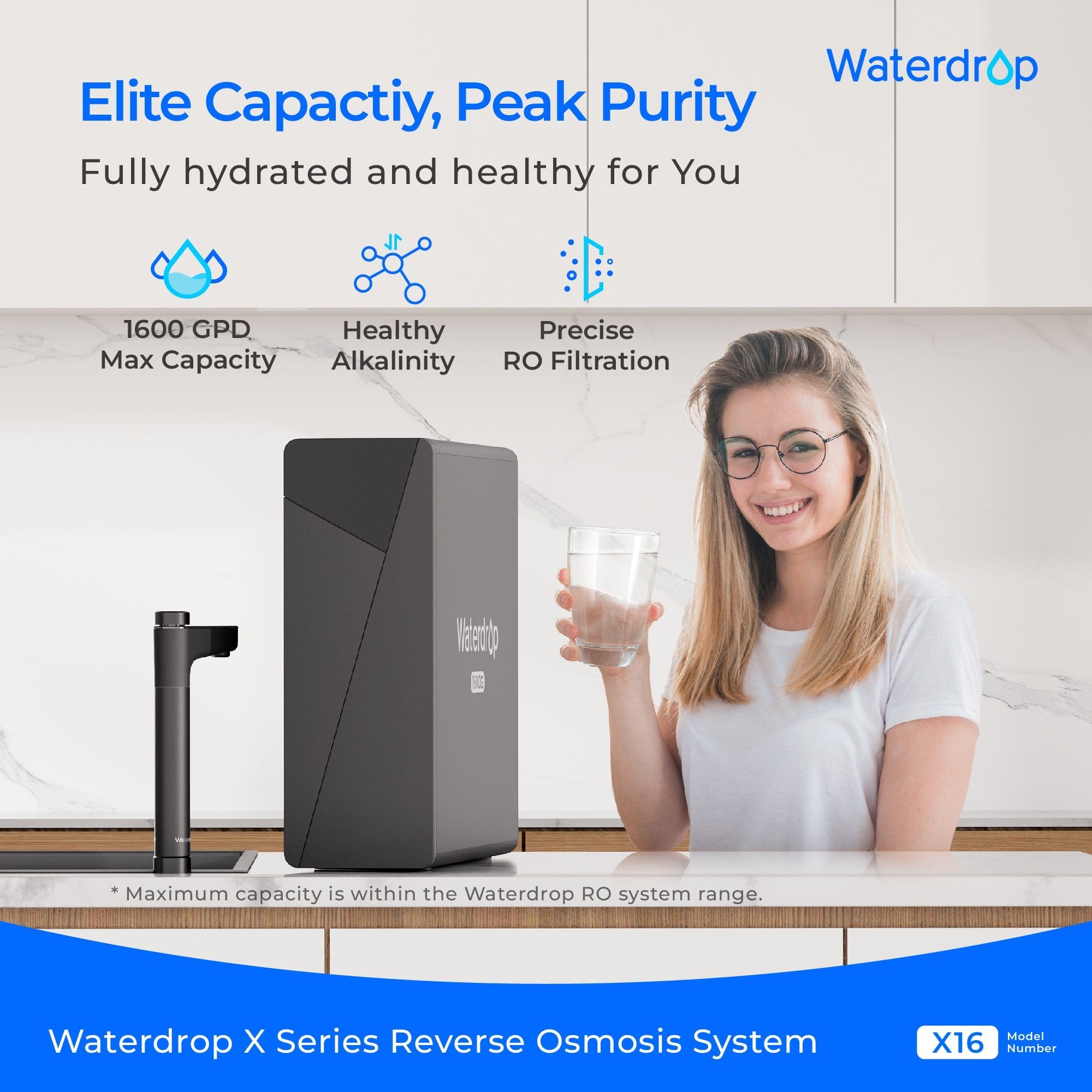 Waterdrop X Series Undersink Reverse Osmosis System, X16 Water Filters WD-X16-YZ Luxury Appliances Direct