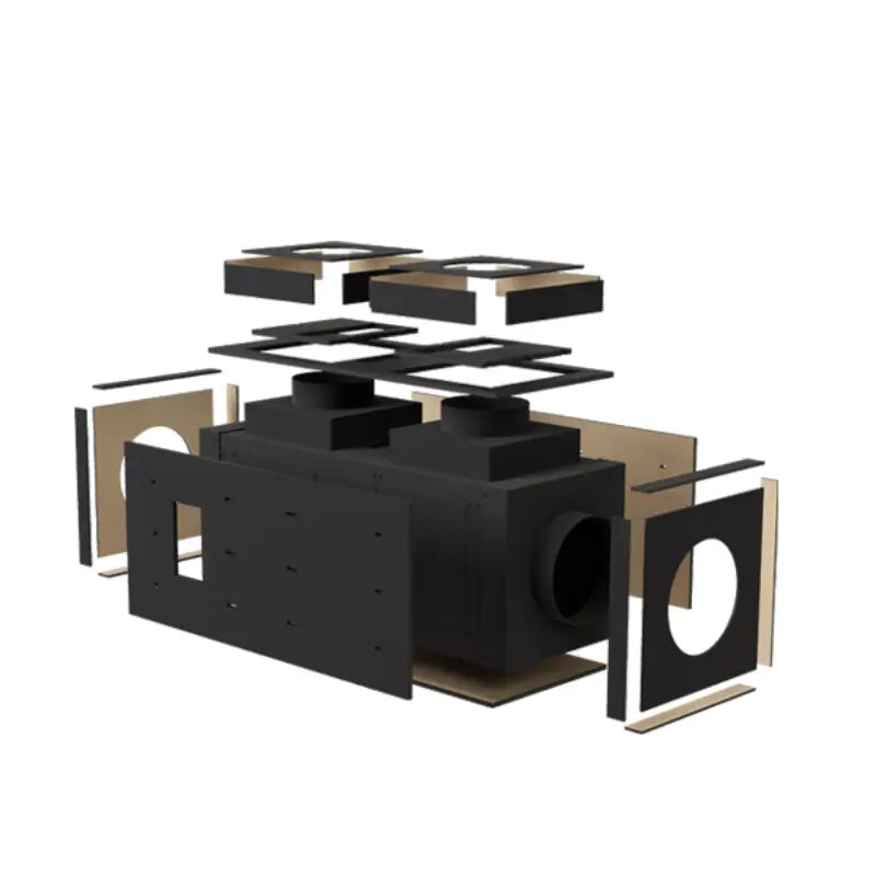 Exploded view of WhisperKOOL Exterior Insulation Kit showing insulation panels and enclosure components for a twin cooling system