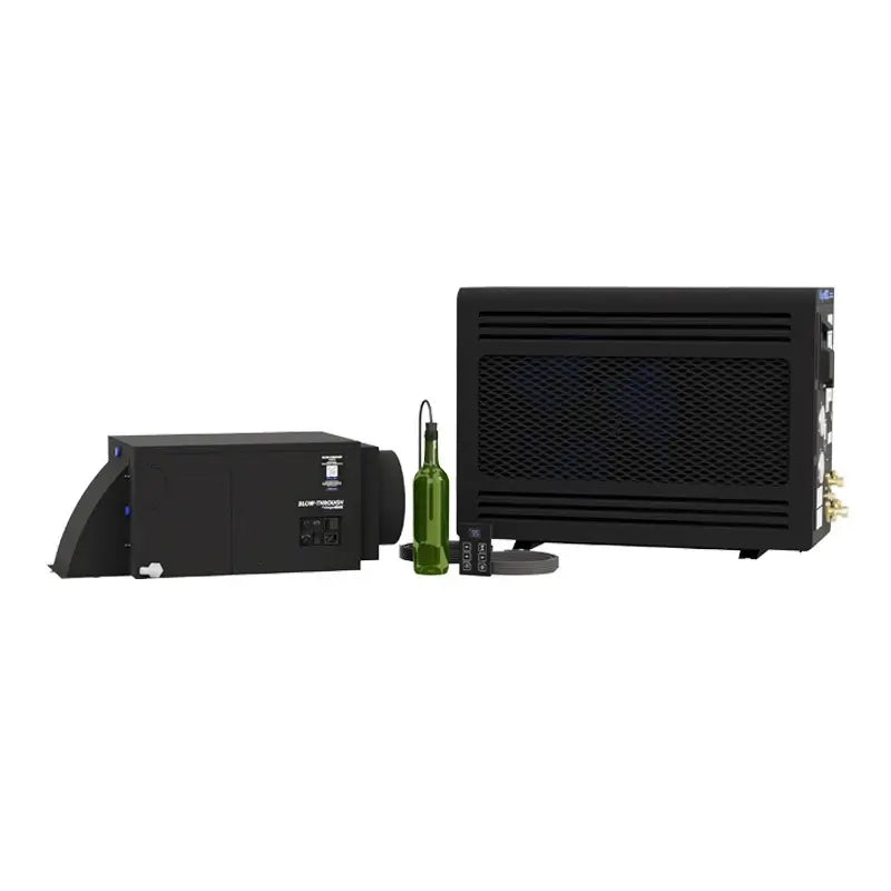 WhisperKOOL Blow Through MINI wine cellar cooling system with Advanced HE condensing unit and remote controller.