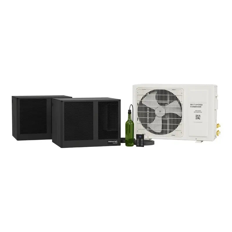 WhisperKOOL Platinum Split TWIN wine cellar cooling system with Standard HE condenser and remote controller.