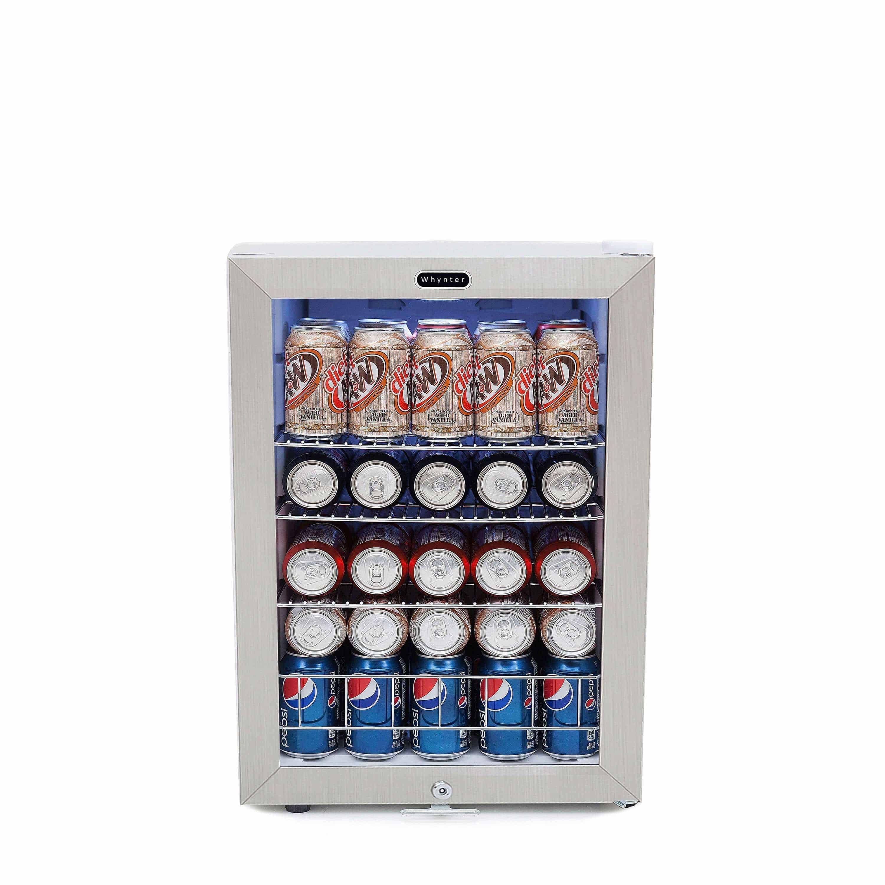 Whynter Beverage Refrigerator With Lock - Stainless Steel 90 Can Capacity BR-091WS Beverage Centers BR-091WS Luxury Appliances Direct