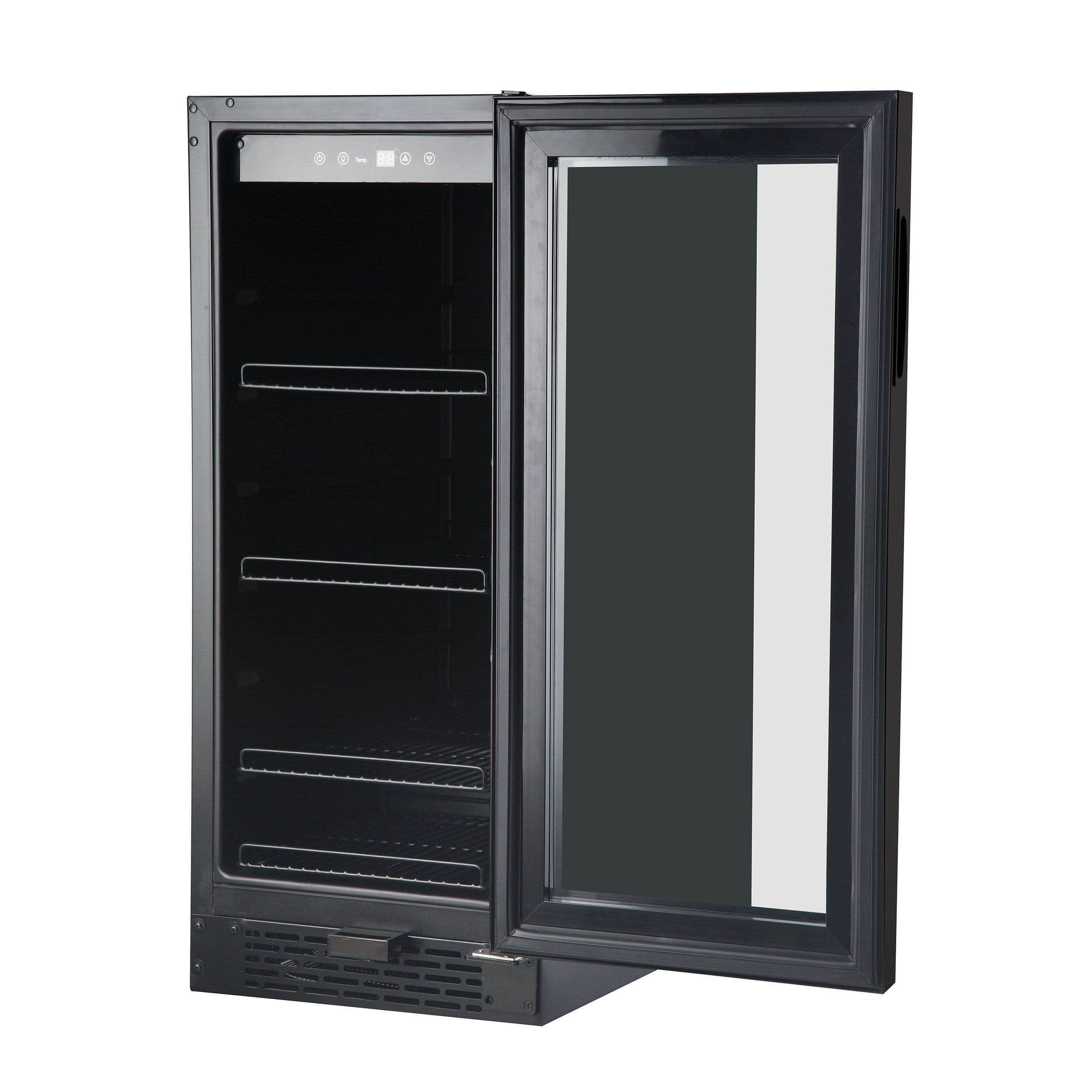 Whynter Built-in Black Glass 80-can capacity 3.4 cu ft. Beverage Refrigerator BBR-801BG Beverage Centers BBR-801BG Luxury Appliances Direct