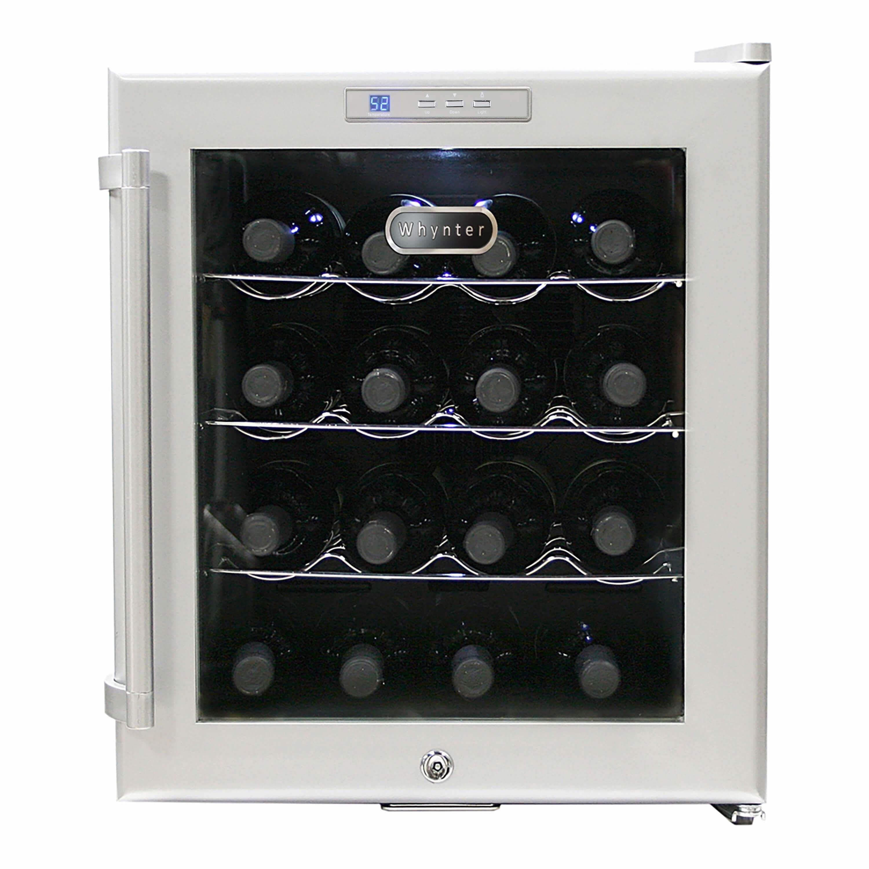 Whynter SNO 16 Bottles Wine Cooler - Platinum with lock  WC-16S Wine Coolers WC-16S Luxury Appliances Direct