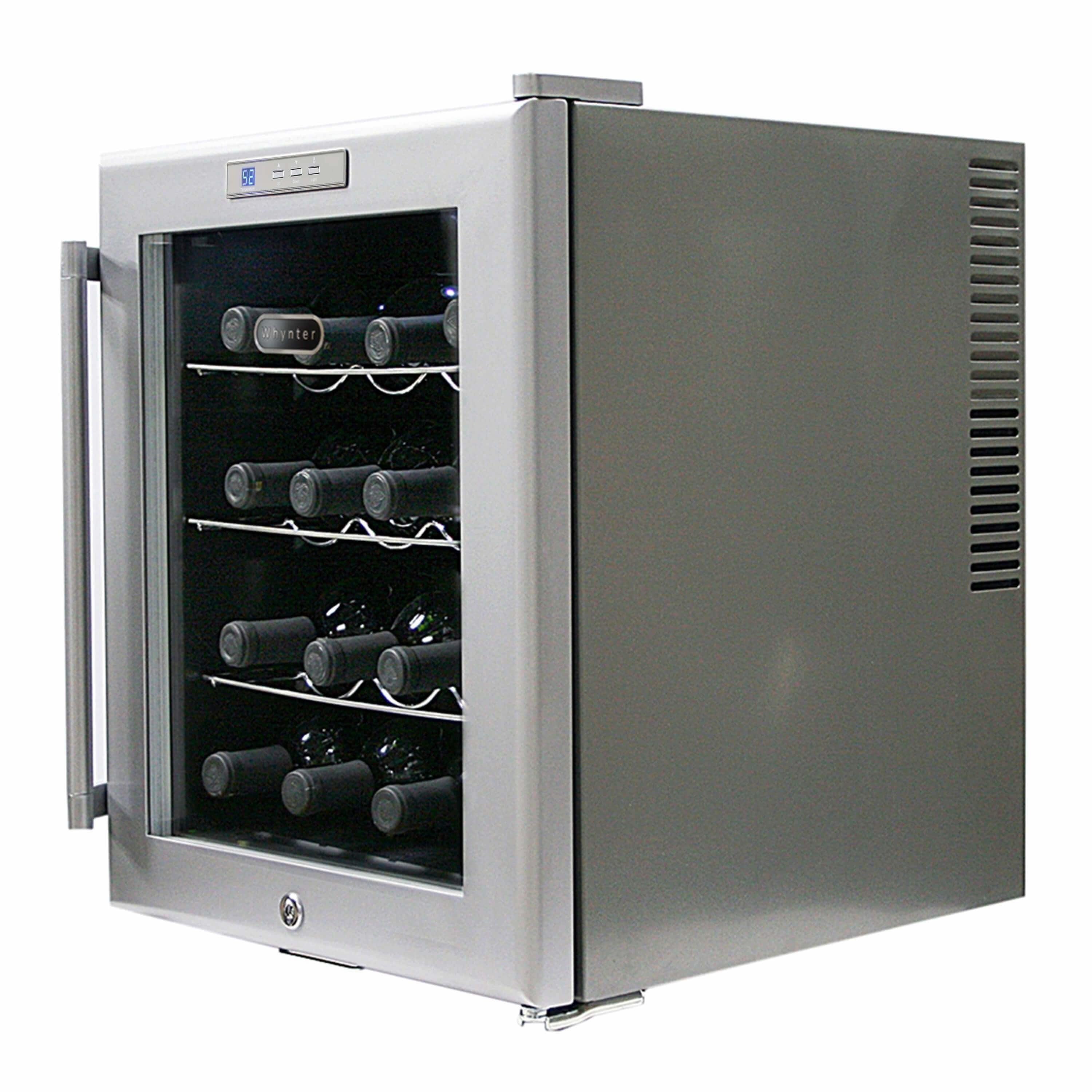 Whynter SNO 16 Bottles Wine Cooler - Platinum with lock  WC-16S Wine Coolers WC-16S Luxury Appliances Direct